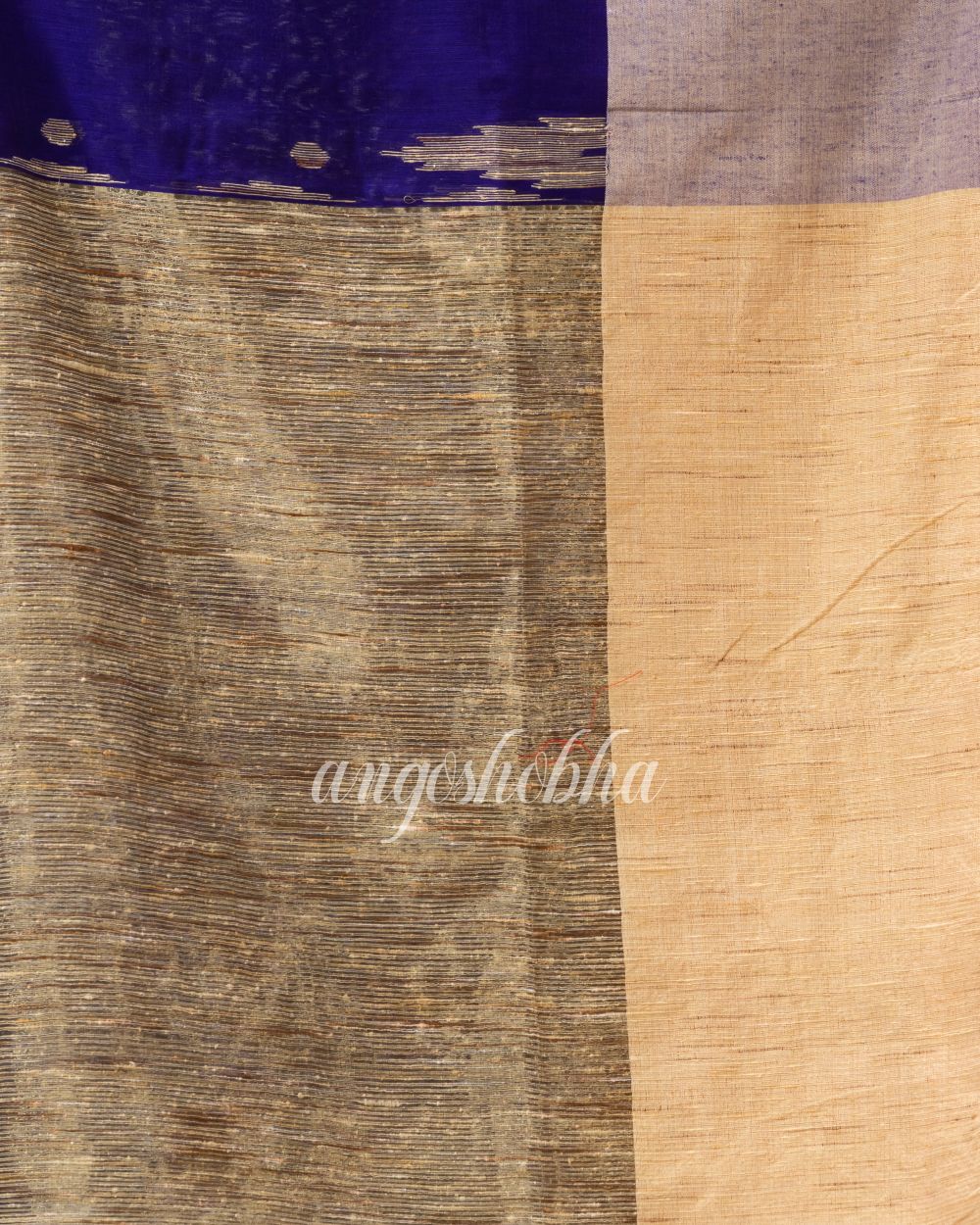 Cotton Blend Royel Blue Handloom Festive Saree angoshobha