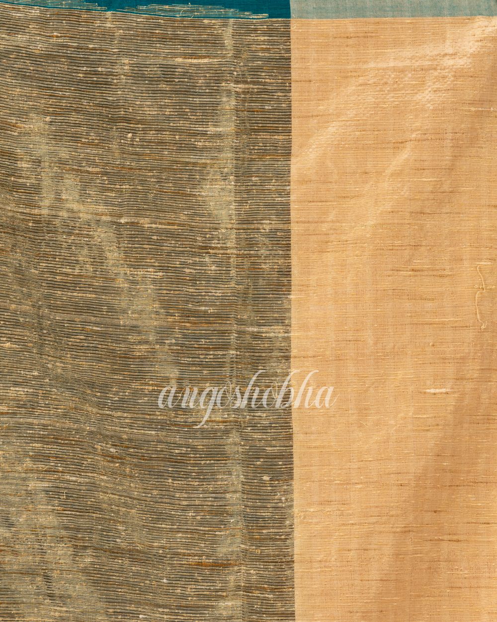 Cotton Blend Teal Handloom Festive Saree angoshobha