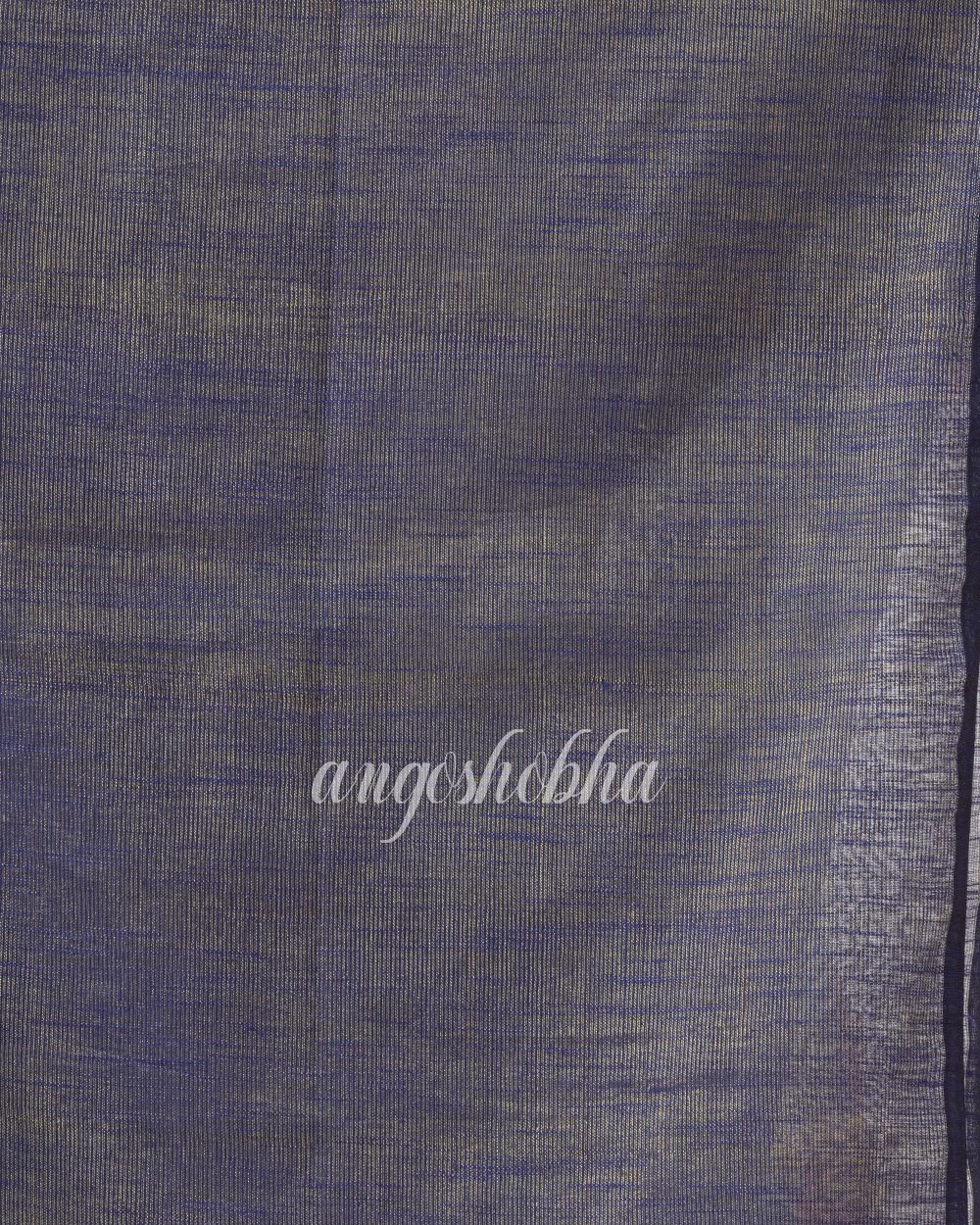 Cotton Silk Blue Handloom Tissue Saree angoshobha