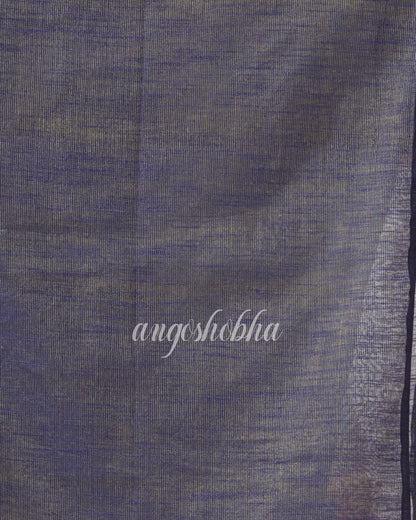 Cotton Silk Blue Handloom Tissue Saree angoshobha