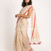 Cream Traditional Handloom Linen Jamdani Saree angoshobha