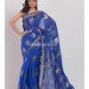 Dark Blue Handloom Blended Cotton Saree angoshobha