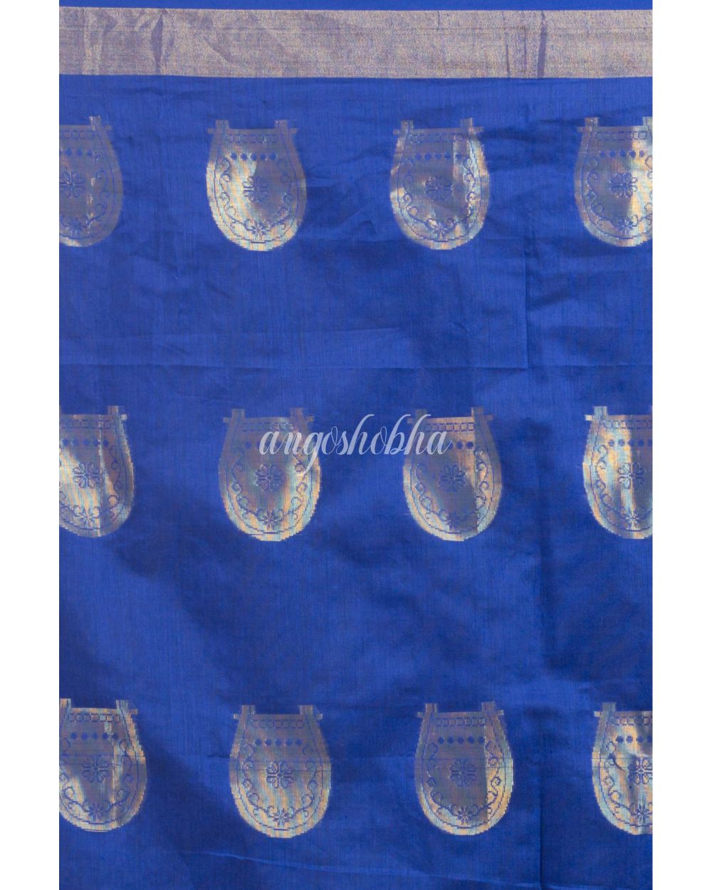Dark Blue Handloom Blended Cotton Saree angoshobha