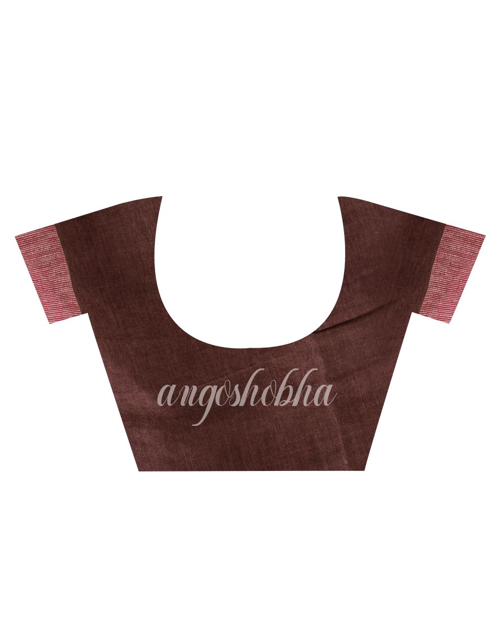 Dark Brown Handloom Linen Saree angoshobha