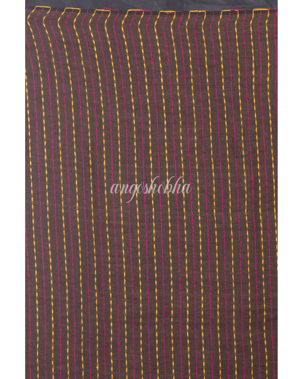 Dark Brown Handwoven Linen Saree angoshobha
