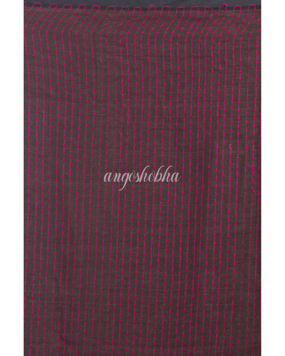 Dark Brown Handwoven Linen Saree angoshobha