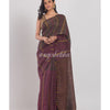 Dark Brown Handwoven Linen Saree angoshobha