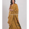 Dark Brown Handwoven Linen Saree angoshobha