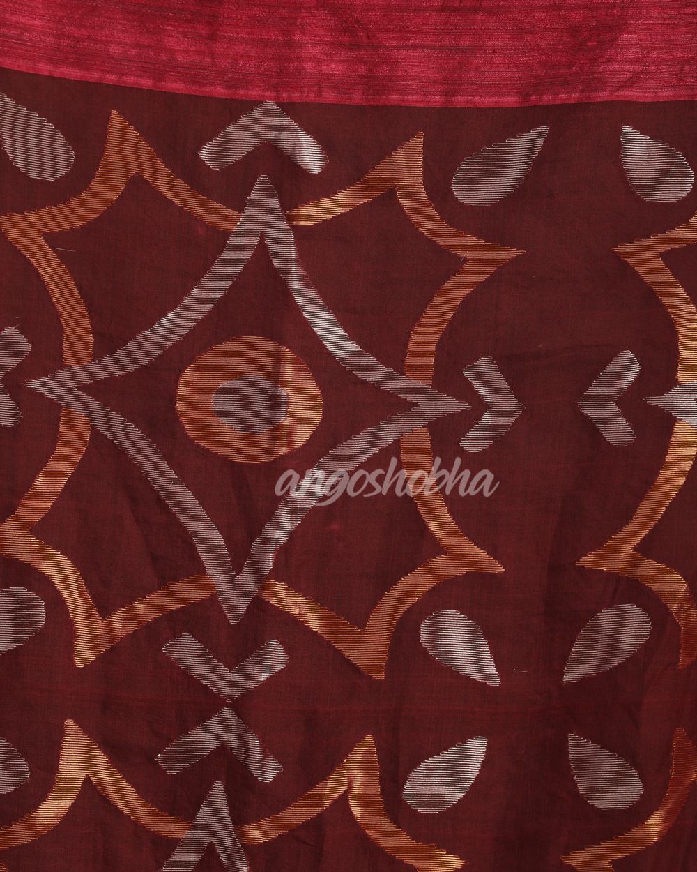 Dark Fuchia Matka Silk Handloom Traditional Sequin Jamdani Saree angoshobha