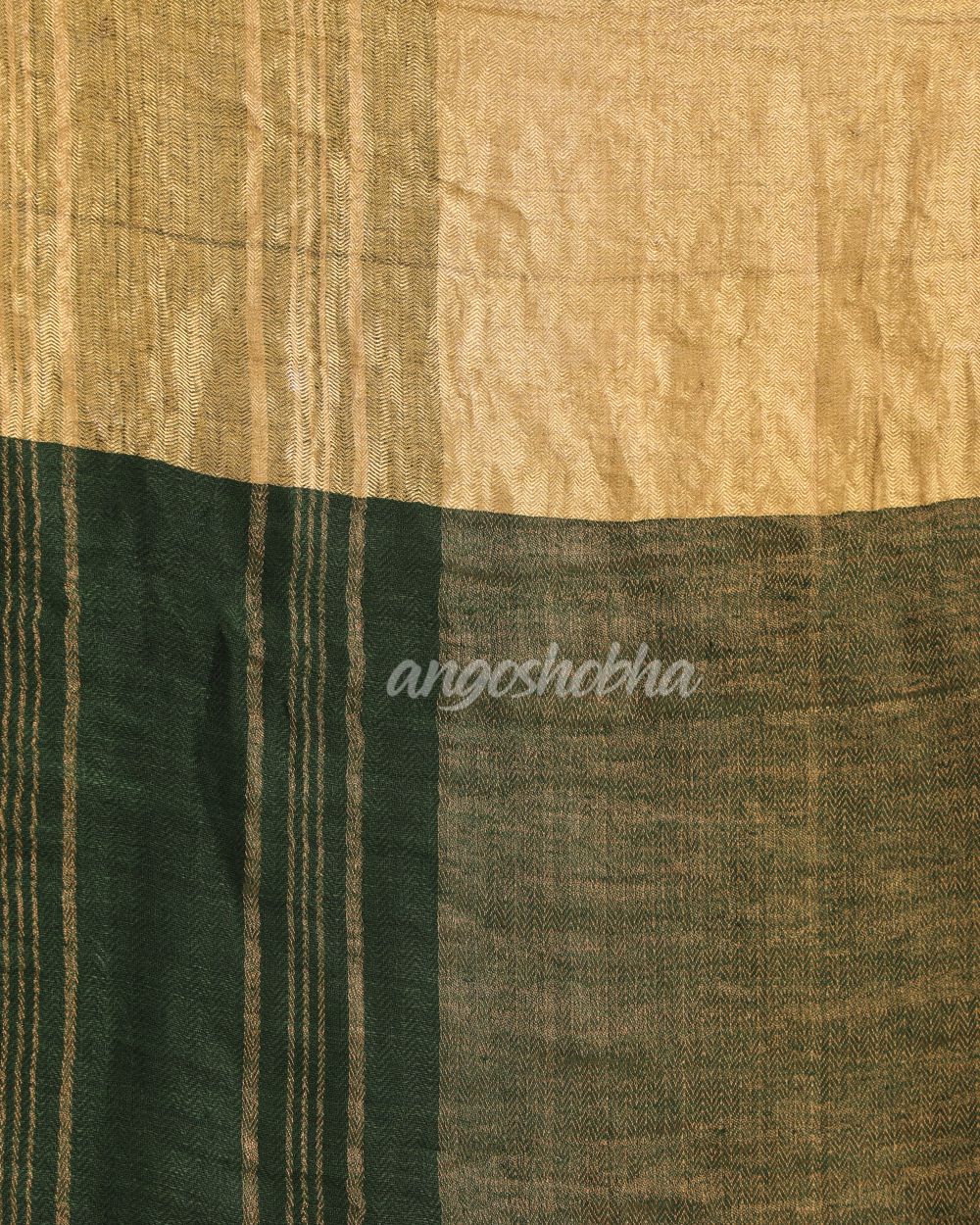 Dark GreenTraditional Handloom Linen Saree angoshobha