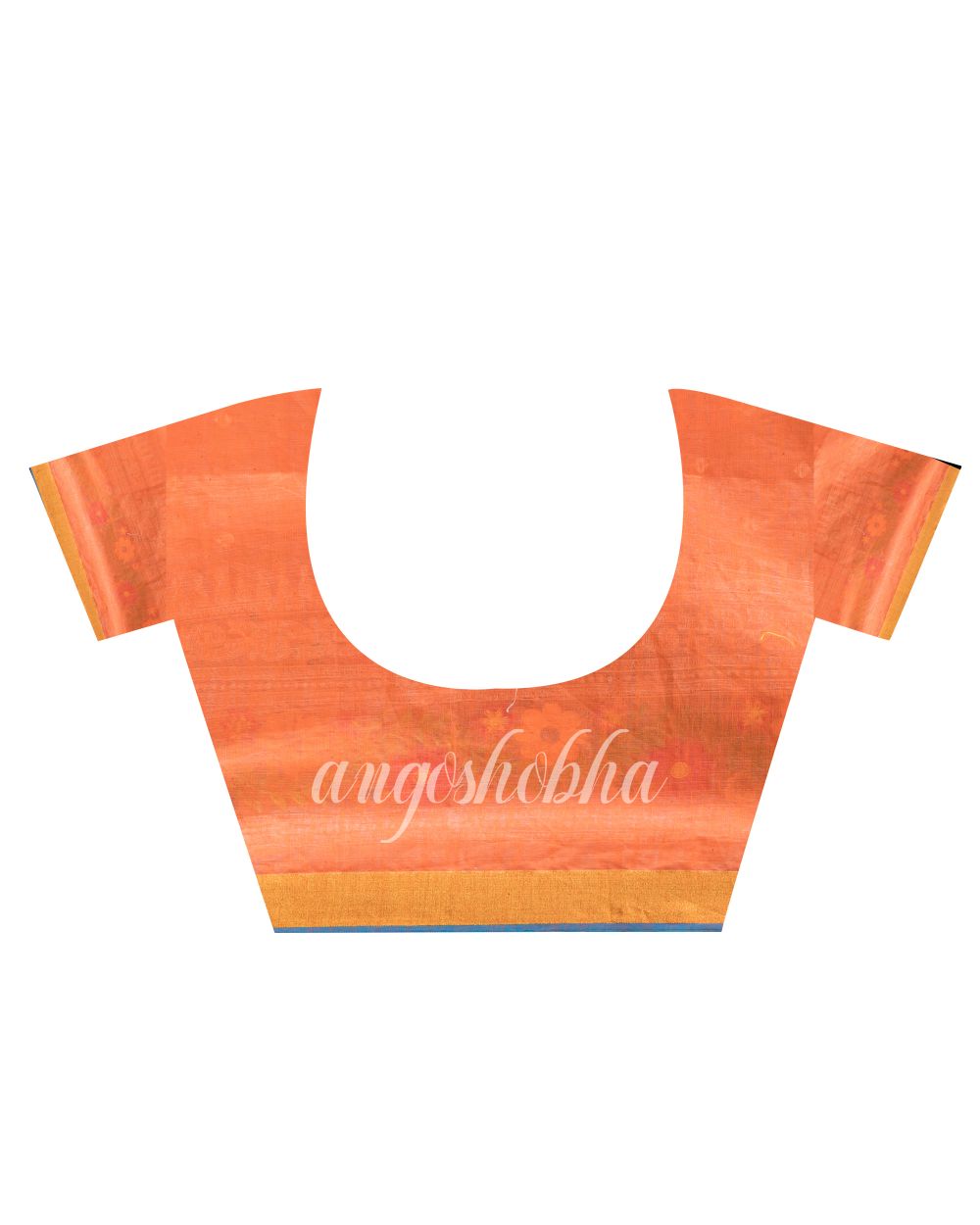 Dark Peach  Art Silk Muslin Handloom Embroidery Saree angoshobha