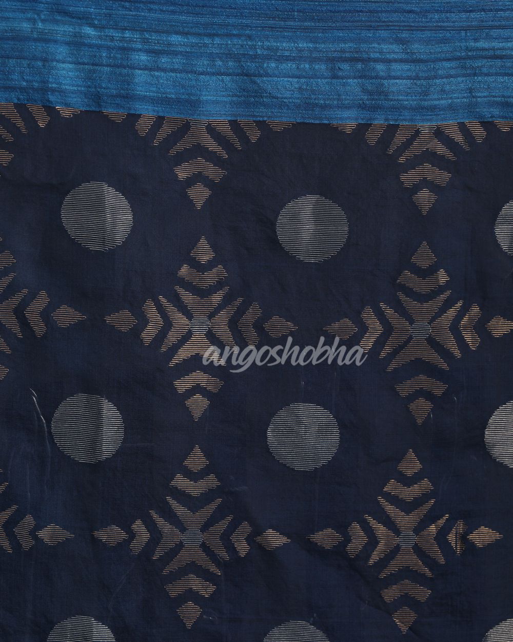 Dark Sky Blue Matka Silk Handloom Traditional Jamdani Saree angoshobha