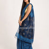 Dark Sky Blue Matka Silk Handloom Traditional Jamdani Saree angoshobha