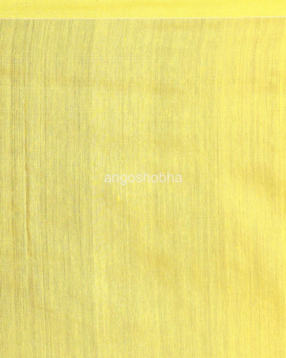 Dark Yellow Sequins Handloom Cotton Blend Saree angoshobha