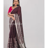 Deep Coffee Handloom Linen Saree angoshobha
