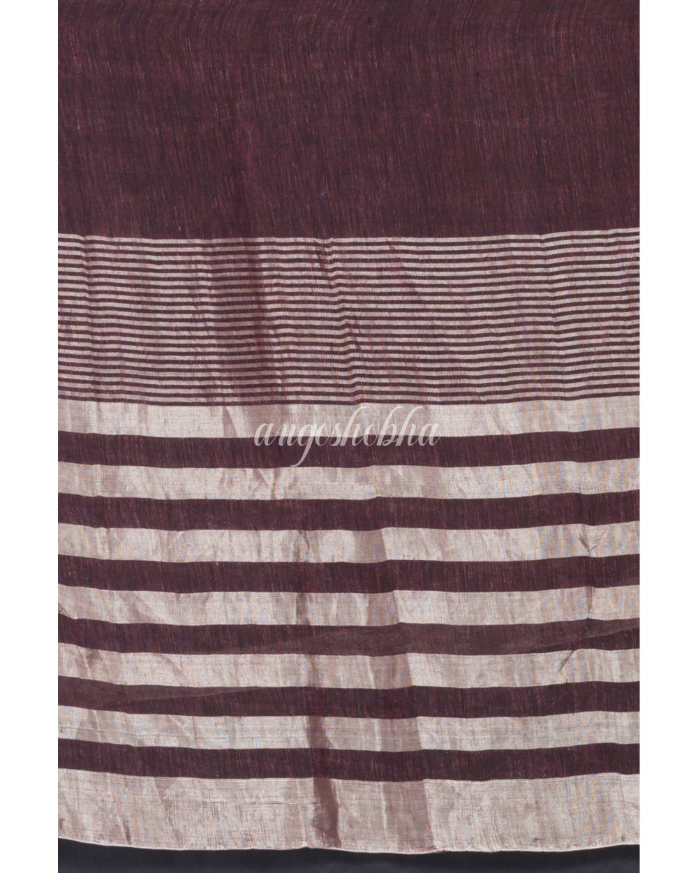 Deep Coffee Handloom Linen Saree angoshobha