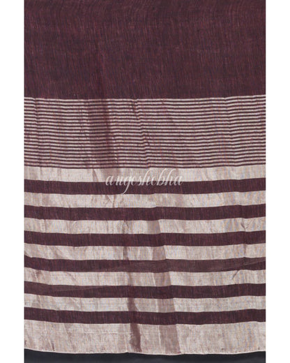 Deep Coffee Handloom Linen Saree angoshobha