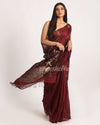 Deep Maroon Matka Silk Handloom Traditional Sequin Jamdani Saree
