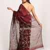 Deep Maroon Matka Silk Handloom Traditional Sequin Jamdani Saree angoshobha
