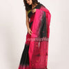 Deep Pink Cotton Blend Handloom Tie Dye Jamdani Saree angoshobha