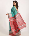Deep Teal Handloom Cotton Tangail Saree