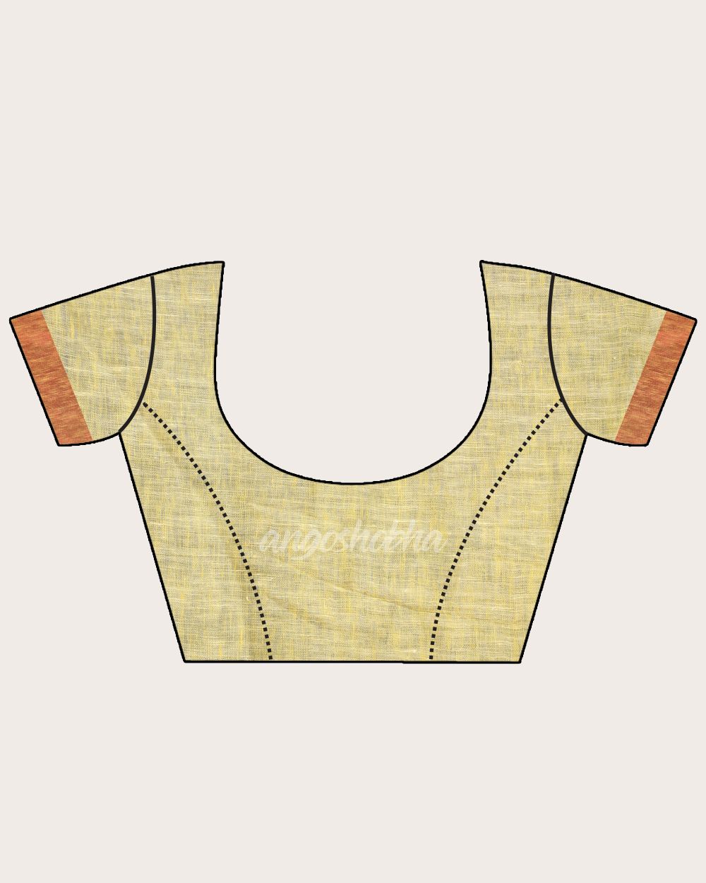 Design Zari Border Lemon Handloom Traditional Linen Saree angoshobha