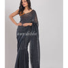 Dim Grey Handloom Linen Saree angoshobha