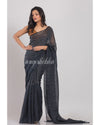 Dim Grey Handloom Linen Saree