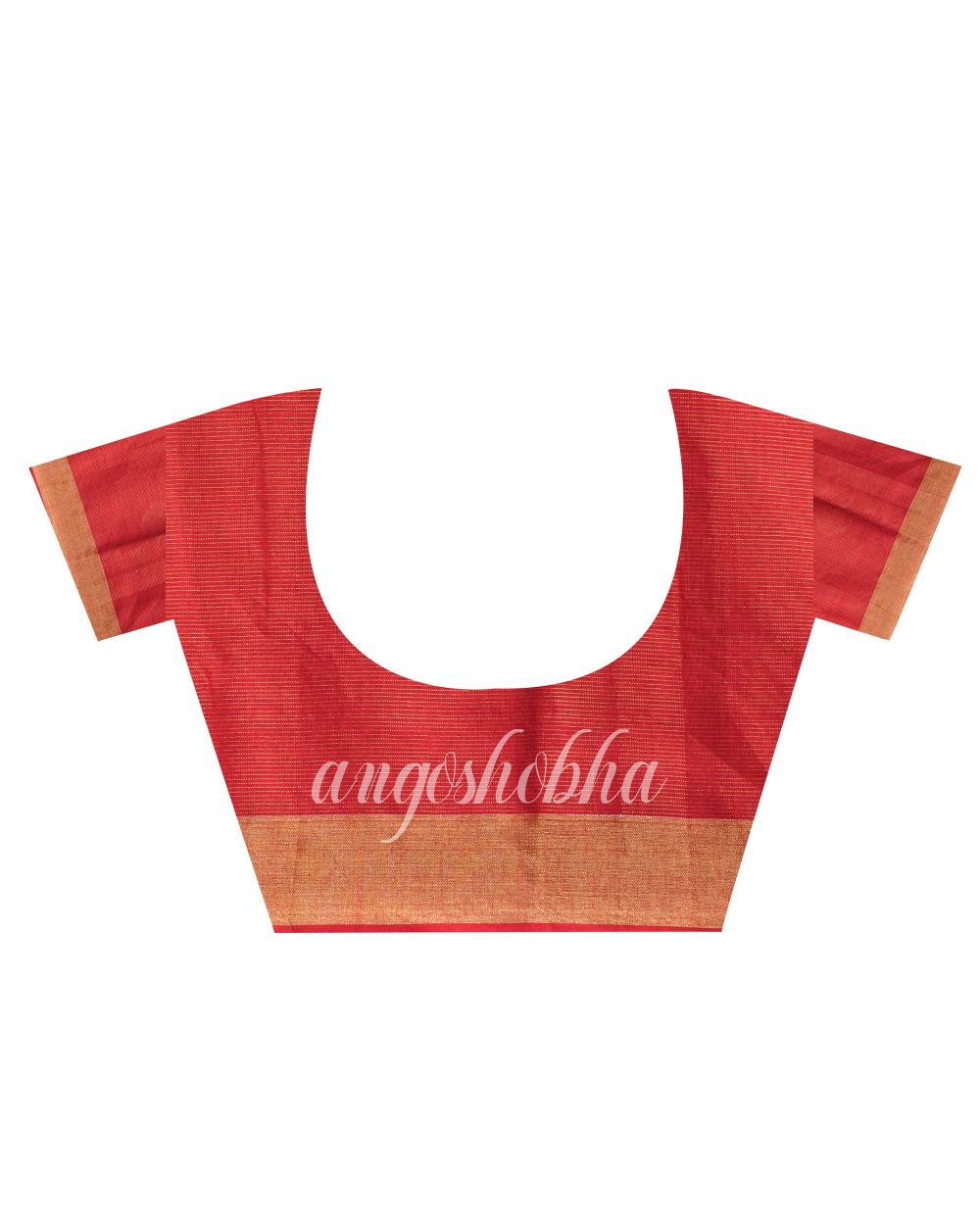 Fire Red Cotton Blend Handloom Jamdani Saree angoshobha