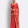 Fire Red Cotton Blend Handloom Jamdani Saree angoshobha
