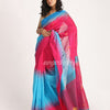 Fuchsia Aqua Blue Cotton Blend Handloom Tie Dye Jamdani Saree angoshobha