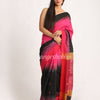 Fuchsia Black Cotton Blend Handloom Tie Dye Jamdani Saree angoshobha