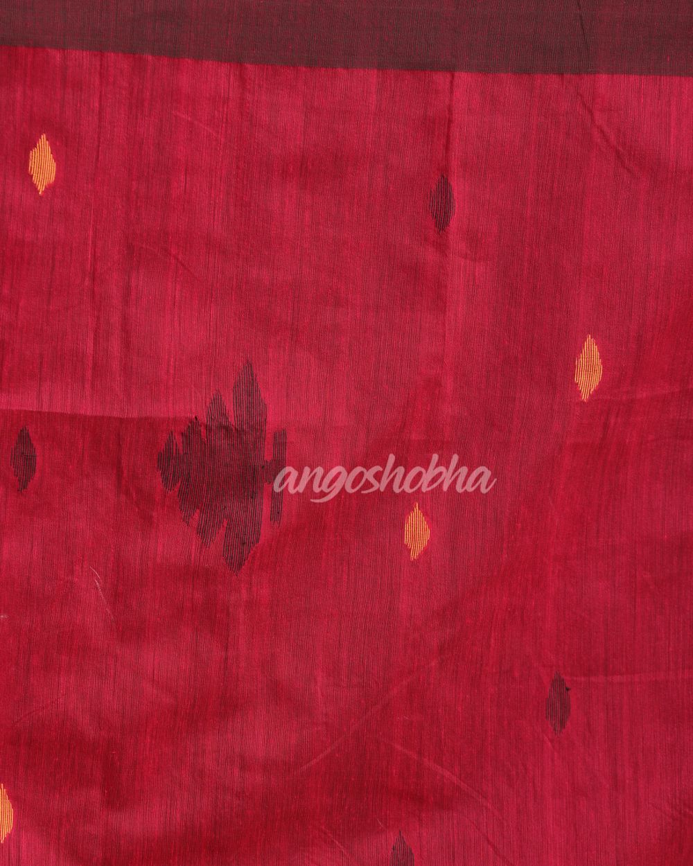 Fuchsia Black Cotton Blend Handloom Tie Dye Jamdani Saree angoshobha