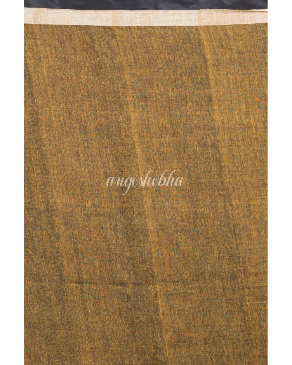 Gold Handloom Linen Saree angoshobha