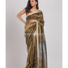 Golden Handwoven Linen Tissue Saree angoshobha