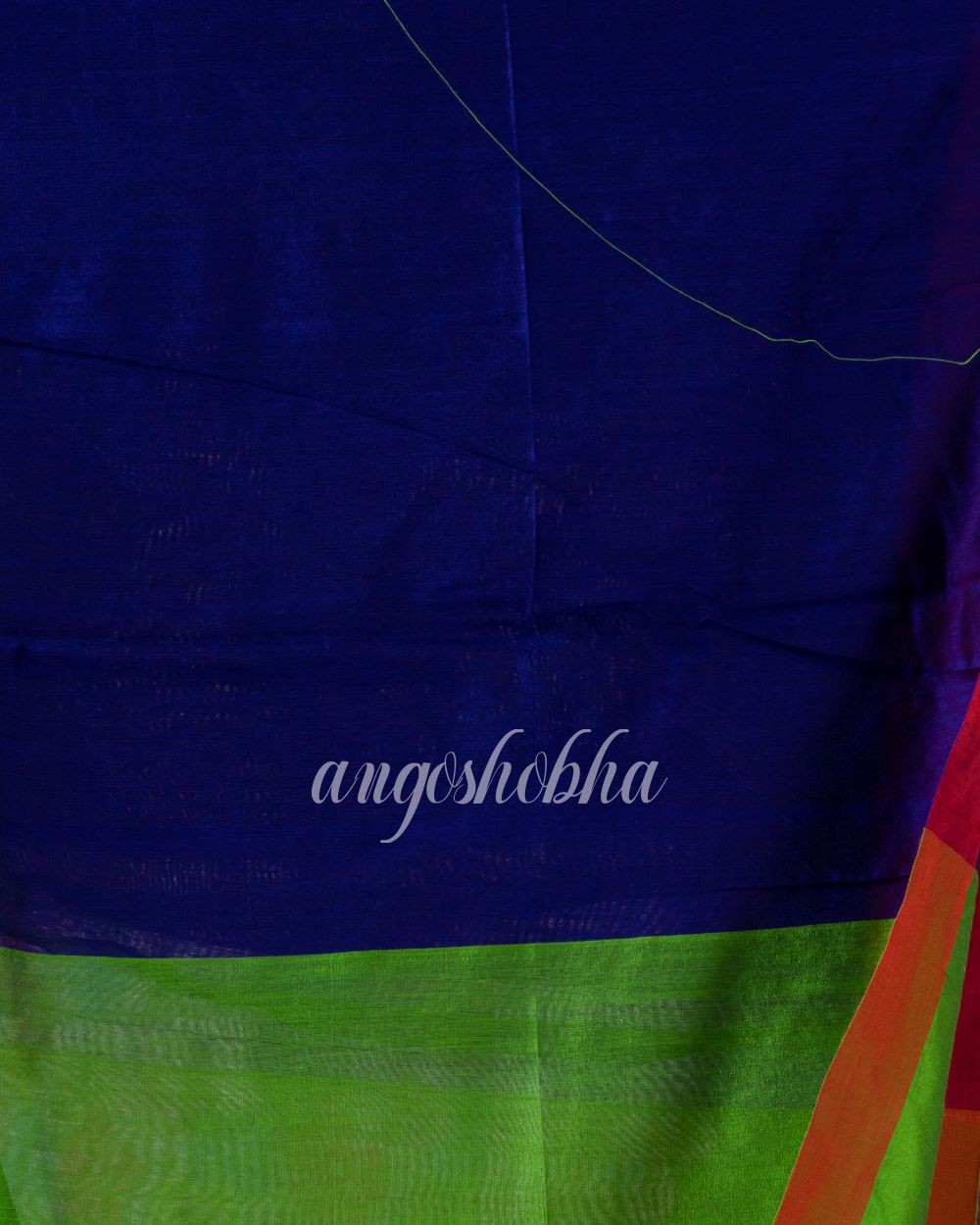 Green Cotton Blend Traditional Jamdani Saree angoshobha