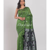Green Cotton Linen Handloom Saree angoshobha