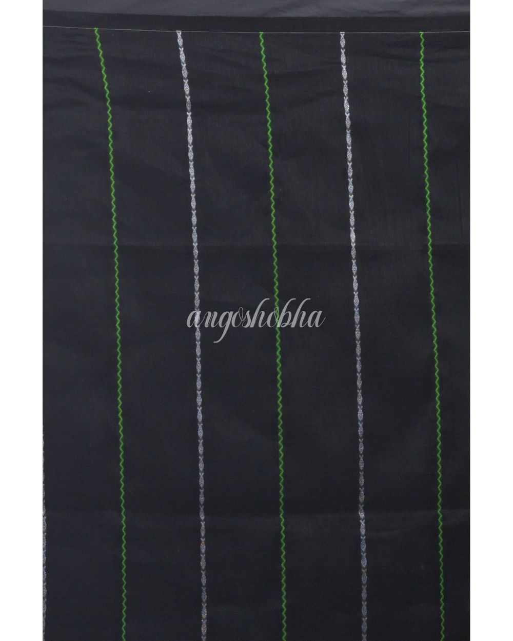 Green Cotton Linen Handloom Saree angoshobha