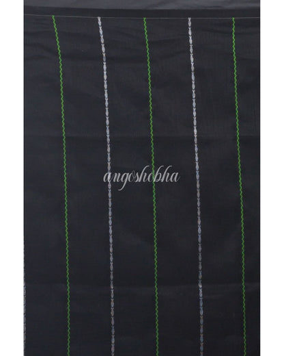 Green Cotton Linen Handloom Saree angoshobha