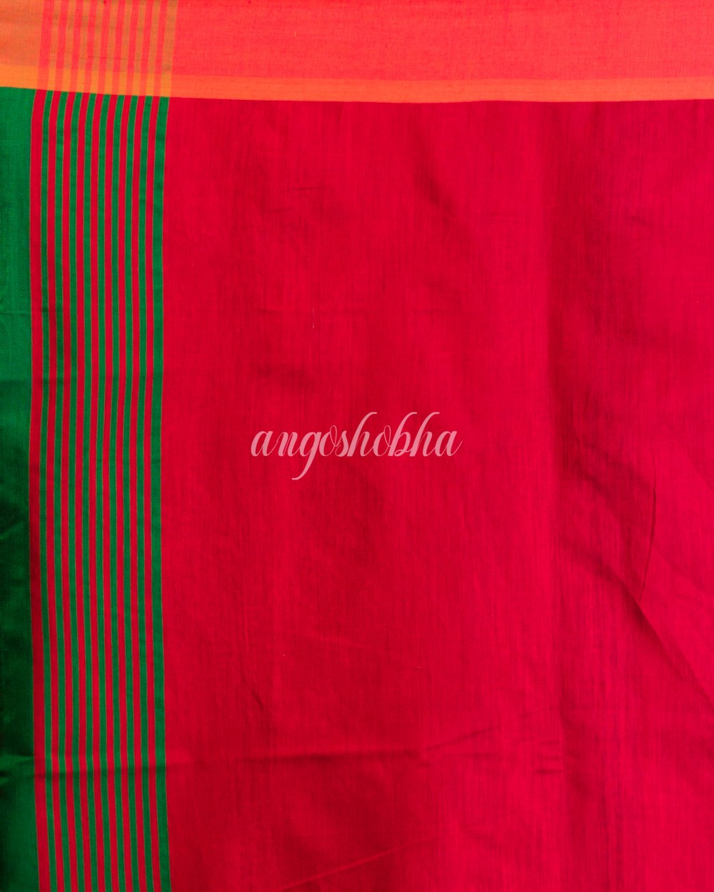 Green Handwoven Blended Cotton Saree angoshobha