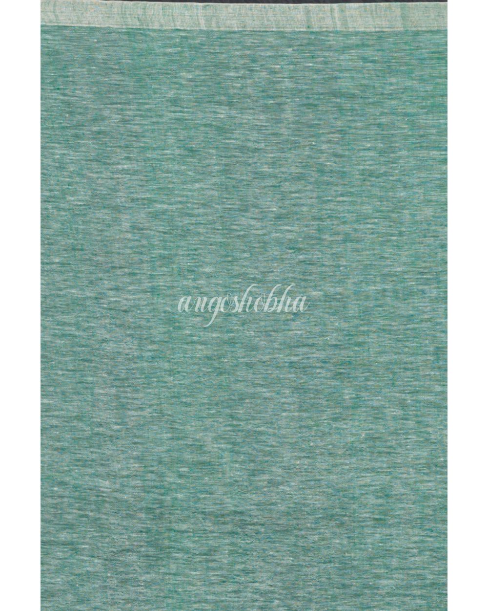 Green Handwoven Linen Saree angoshobha