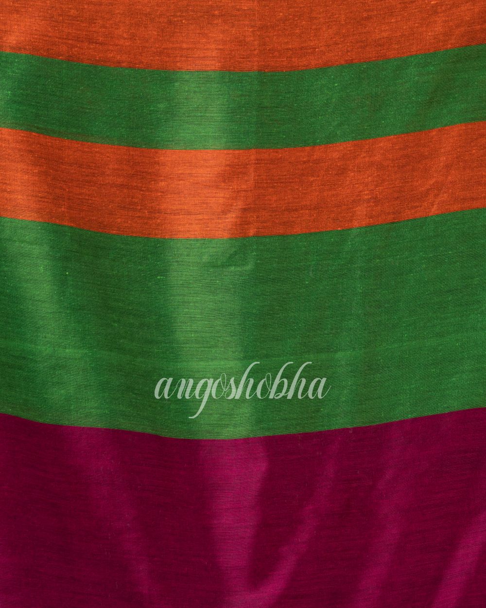 Green Orange Handloom Bengal Cotton Saree angoshobha