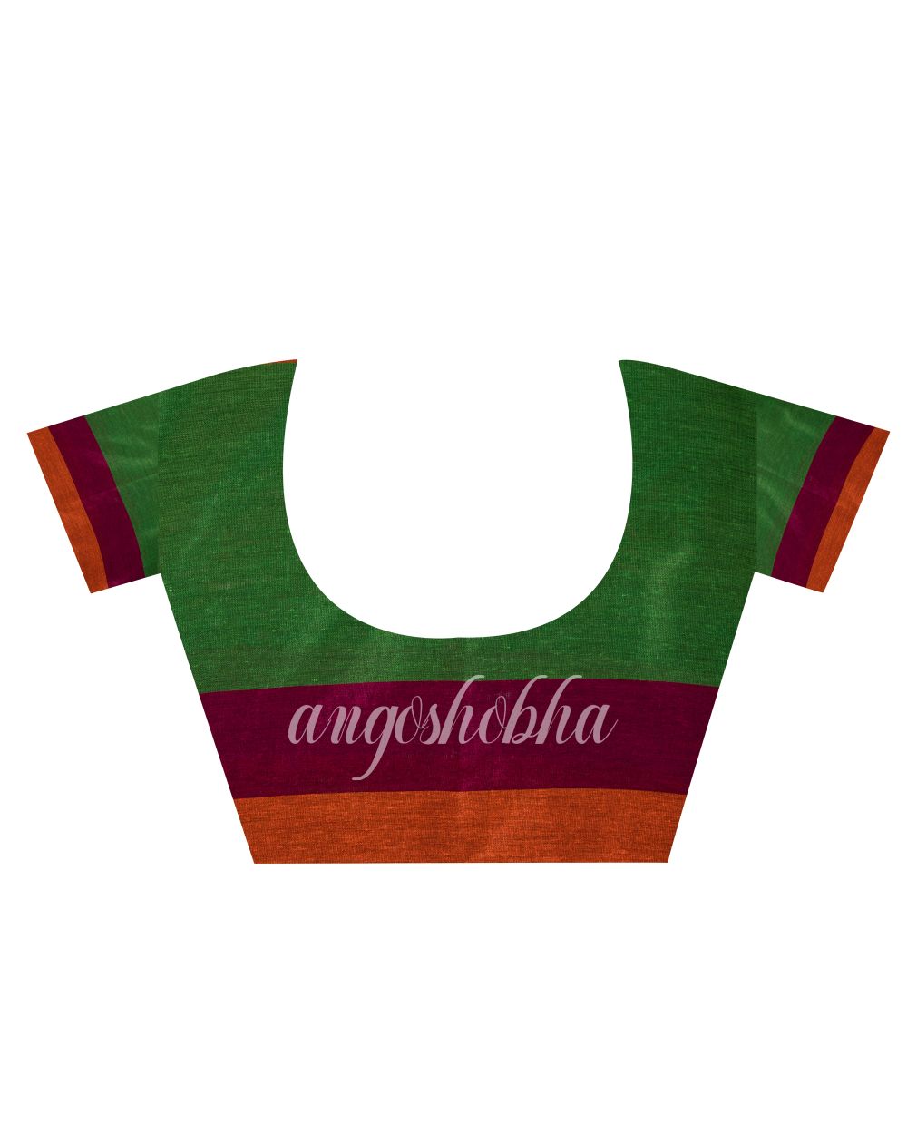 Green Orange Handloom Bengal Cotton Saree angoshobha