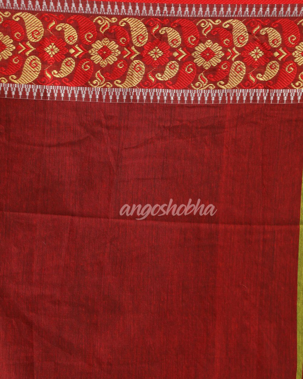 Green, Yellow Cotton Tangail Saree angoshobha