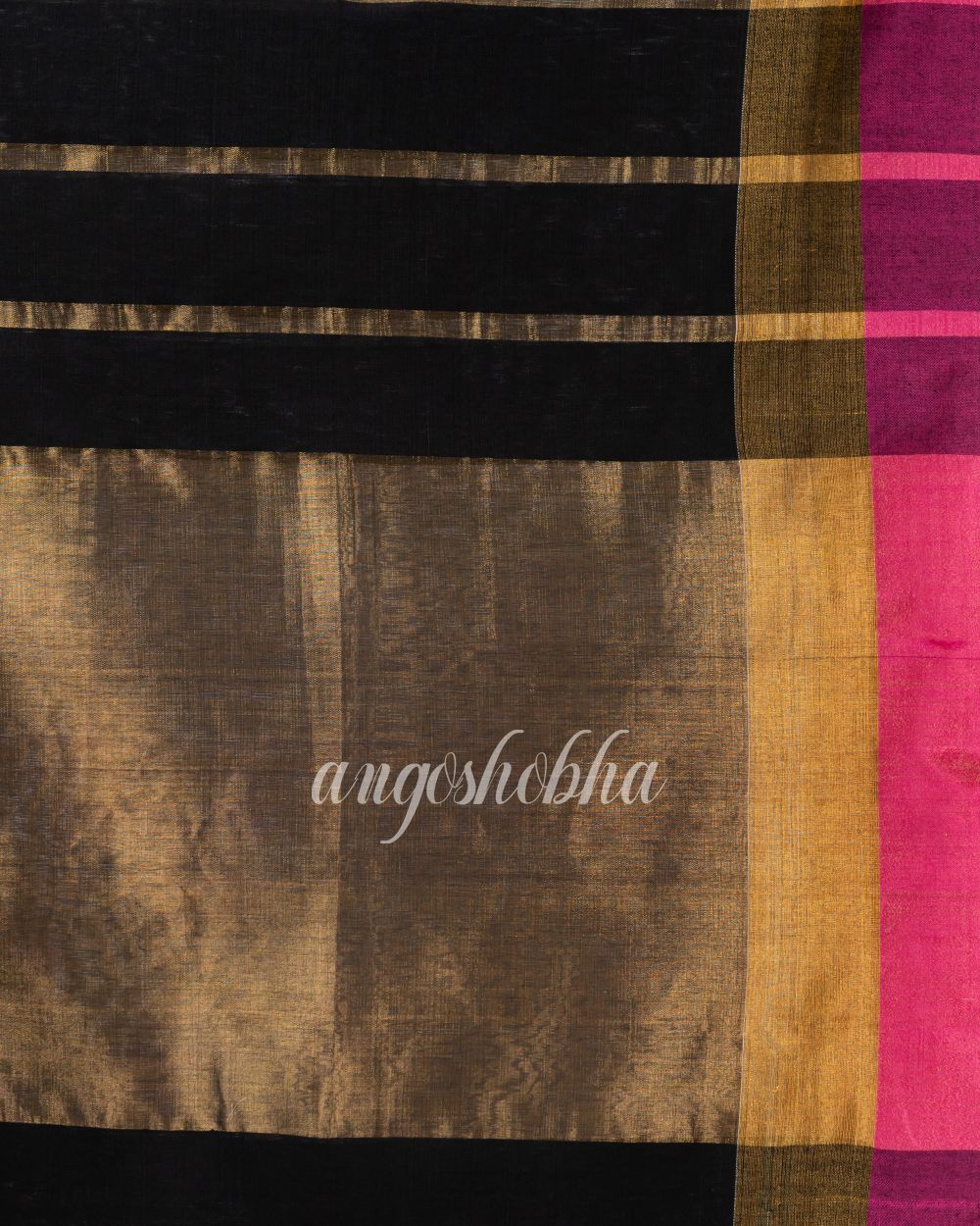 Grey Black Cotton Blend Handloom Festive Saree angoshobha