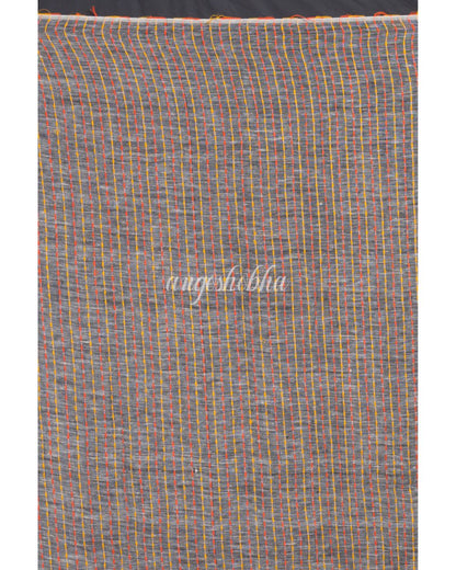Grey Handloom Linen Saree angoshobha