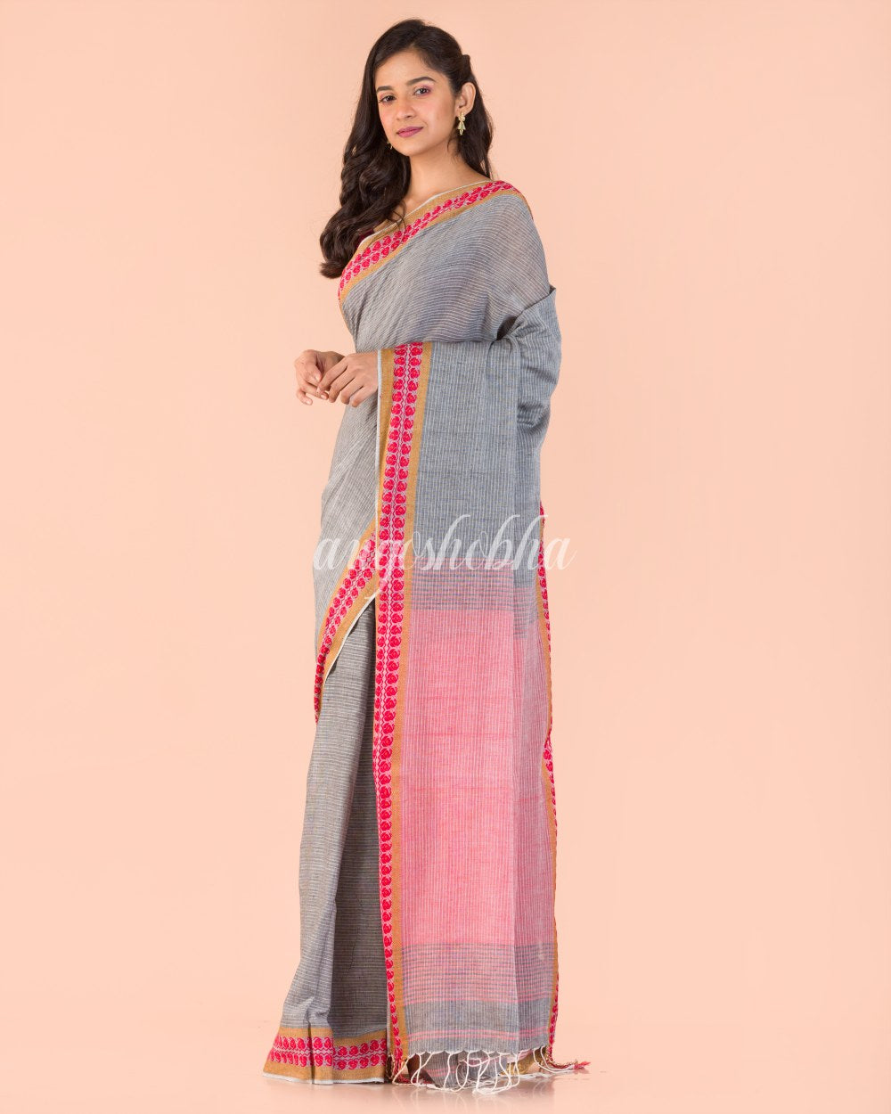 Grey Handwoven Cotton Saree angoshobha