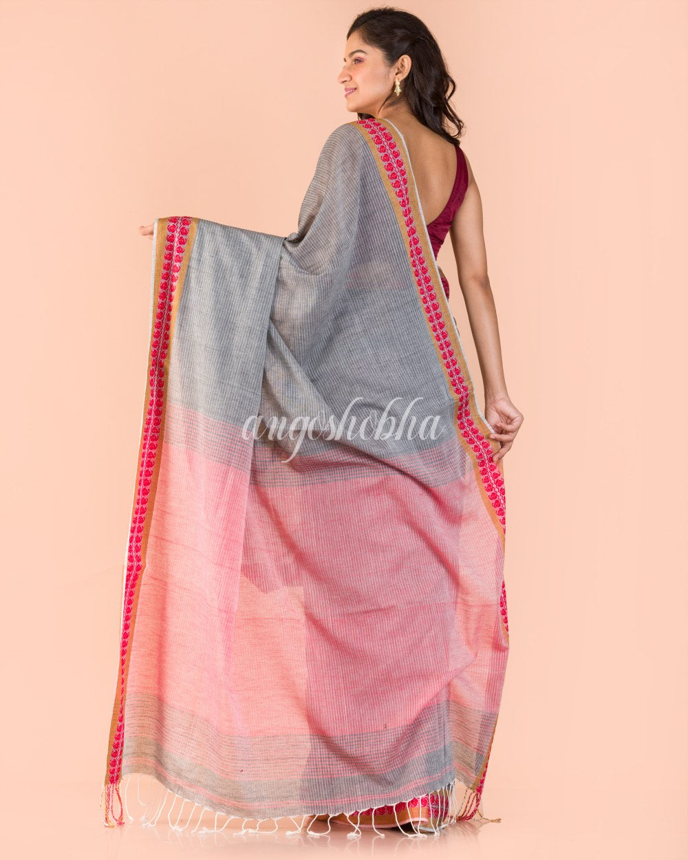Grey Handwoven Cotton Saree angoshobha