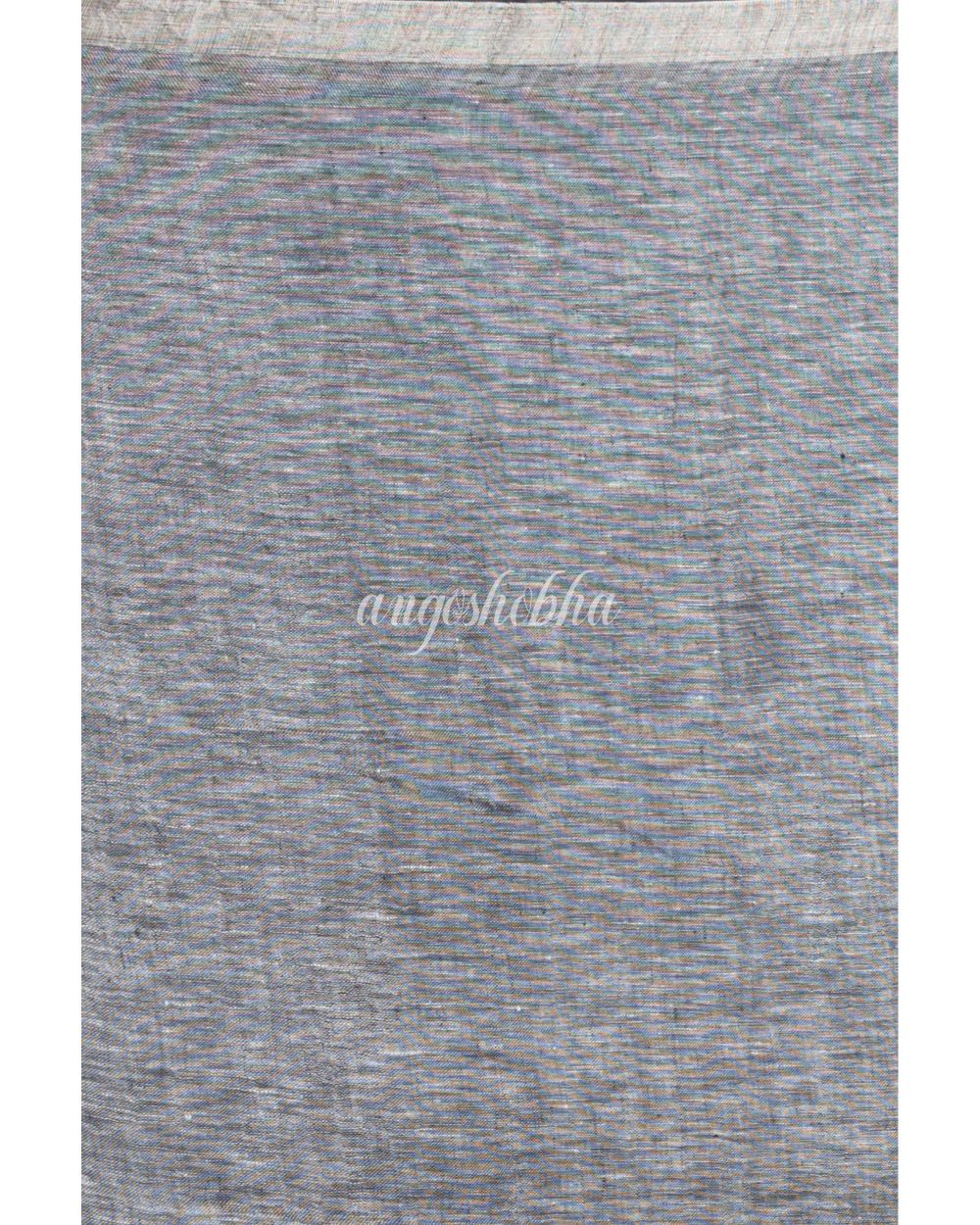Grey Handwoven Linen Saree angoshobha