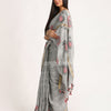 Grey Traditional Handloom Linen Jamdani Saree angoshobha